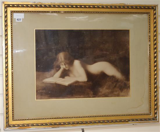 Henna, photo lithograph, nude reading a book, 36 x 50cm